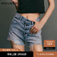 moussy 夏季新款水洗四?？勰ッ蓍e短款牛仔褲C28FAN11-0090 111淺藍色 S