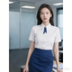 GOSERFONDO 白襯衫女短袖夏新款女裝商務襯衣白領職業(yè)裝團購工作服面試正裝V 白色（暗扣） 40 /3XL(130-140斤)