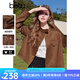 百圖betu女裝2025春季新款短外套休閑工裝夾克麂皮絨短外套女2501T40 駱駝色 L
