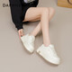 達芙妮厚底小白鞋女春季學(xué)院風(fēng)百搭休閑鞋透氣增高運動(dòng)板鞋 杏色 38