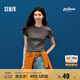 森馬（Semir）瘋狂動物城短袖T恤女短款修身顯瘦夏2025刺繡套頭衫109325100022