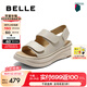 百麗（Belle）簡約休閑勃肯鞋女2025夏新商場同款厚底舒適涼鞋D9J2DBL5 米色 37 (235mm)
