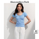 ABERCROMBIE & FITCH【多色亨利領(lǐng)】女裝25夏新款經(jīng)典小麋鹿修身短袖T恤KI139-5271 藍(lán)色 XS (160/84A)