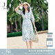 玖姿·安娜蔻【海鹽之夏】度假風(fēng)印花雪紡收腰連衣裙2025夏季新款 花淺藍 M