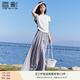 香影【仙女褲】灰色裙褲女垂感2025夏裝新款顯瘦寬松大褲腳闊腿褲 淺灰裙褲 M 160/84A/95-110斤