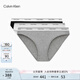 Calvin Klein內(nèi)衣【七夕禮物】女士三條裝ck提花性感比基尼三角內(nèi)褲女QP3276O MP1-太空黑/椰青灰/月光白 3條 M