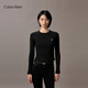 Calvin KleinJeans25秋季新款女士簡(jiǎn)約字母ck辣妹正肩羅紋打底長(cháng)袖T恤47D260G UB1-太空黑 M