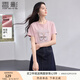 香影蝴蝶印花t恤女短袖2025夏季新款超好看亮鉆圓領(lǐng)粉色減齡上衣 粉色 L 165/88A/110-125斤