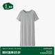 松山棉店二合一女士睡裙短袖小薄荷羅紋舒適親膚彈力簡(jiǎn)約夏季睡衣 短袖裙-麻灰 XL （170）