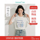 茵曼百搭純棉字母刺繡女裝圓領(lǐng)短袖t恤2025夏季新品襯衣上衣 米白色 M