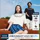 MEDM蝴蝶項鏈刺繡上衣黑白印花短袖T恤夏季男女同款百搭寬松休閑t 白色 XL