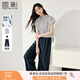 香影鹽系輕熟風(fēng)套裝女兩件套2025夏裝新款條紋襯衫褲子一整套穿搭 藏青 L 165/88A/110-125斤