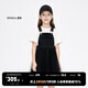 little MO&Co.童裝女童無袖背帶牛仔網(wǎng)紗連衣裙兒童裙子潮酷背帶裙 牛仔黑色 140 140/68