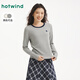 熱風(fēng)女士圓領(lǐng)打底衫上衣冬季新款撞色圓領(lǐng)長(cháng)袖T內搭打底衫 09灰色 L