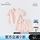 歡喜小熊 寶寶夏季短袖短褲兩件套衣服女童薄款夏天分體外穿套裝兒童夏裝 星光粉 90 (建議18-24月身高80-90cm)