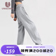 unisunny孕尚孕婦褲子運(yùn)動(dòng)褲春夏外穿大碼寬松直筒束腳兩穿衛(wèi)褲孕期高腰休閑褲 淺灰【春秋款】 L【建議110～130斤】