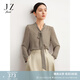 玖姿（JUZUI）商場(chǎng)同款復(fù)古通勤印花短袖上衣女秋款JWDQ80307 花銀灰 S