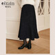 Olrain歐芮兒法式亮片魚(yú)尾裙半身裙冬季女裝氣質(zhì)通勤雪尼爾裙子 黑色 L