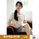 獨束大碼女裝甜美減齡法式小衫夏裝新款兩穿領(lǐng)型輕盈浪漫網(wǎng)紗上衣 米底藍花 XL (尺碼：3)