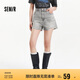 森馬（Semir）牛仔褲女寬松美式熱褲酷颯風夏街頭毛邊短褲復古辣妹103324122010