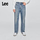 Lee25秋冬新品舒適直筒經(jīng)典五袋款設計中藍色男牛仔褲