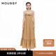 moussy 女裝新品甜美森系荷葉邊露背吊帶連衣裙028HAZ30-0351 055花紋黃色 S 00001