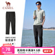 駱駝（CAMEL）速干透氣運動褲男跑步休閑直筒梭織褲子女 J15BAXN075，幻影黑，男 XL