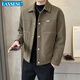 LAXSESU夾克男春秋新款男士2025新款輯明線感外套簡(jiǎn)約休閑時(shí)尚百搭翻領(lǐng) 綠色(秋季款) XL 125-140斤