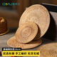 奧美優(yōu)（AOmeiyou）藤編餐墊手工編織秋藤茶杯墊圓形防燙隔熱墊家用茶壺墊16cm