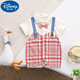 迪士尼（Disney）夏天嬰兒衣服男孩夏季半袖爬服六個(gè)月寶寶夏裝連體衣短袖外出哈衣 A紅格格拼接領(lǐng)結(jié) 73cm 均碼