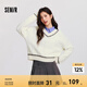 森馬森柔毛衫|商場(chǎng)同款毛衣女絞花提花2024冬新款寬松V領(lǐng)上衣慵懶 奶白10501 175/96A/XXL