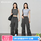 Olrain歐芮兒灰色美式休閑工裝褲女夏季2025新款復(fù)古運動高腰長褲 灰色 S 155/64A/S