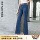 顏域顯瘦氣質(zhì)牛仔褲女2025早春新款復(fù)古百搭微喇褲簡(jiǎn)約通勤休閑褲 藍(lán)色1 L
