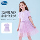 迪士尼女童連衣裙夏季女孩裙子兒童愛莎公主短袖網(wǎng)紗長(zhǎng)裙LX81281 紫120