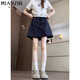 棉致冰絲工裝山本闊腿休閑短褲女夏季薄款2025新款小個(gè)子五分運(yùn)動(dòng)褲裙 603藏青色【高品質(zhì)19.5】 L 101-110斤