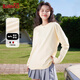 班尼路長(cháng)袖t恤女2025春秋新款男女同款純棉打底衫時(shí)尚寬松百搭上衣服1.6 杏#純色 【100%純棉】 L