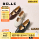 百麗（Belle）復(fù)古褶皺面瑪麗珍鞋女2025秋新商場(chǎng)同款羊皮舒適單鞋E3U1DCQ5 米白色 38