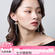 翠奢緣流蘇花朵耳環(huán)女長款氣質(zhì)耳墜高檔耳飾品情人節(jié)送女友老婆生日禮物 花朵流蘇耳環(huán)（黃金色）