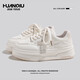 環(huán)球（HUANQIU）新款厚底百搭小白鞋女學(xué)院風(fēng)小眾鞋運動(dòng)休閑板鞋XHQ-Y001 米色 37