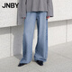 JNBY/江南布衣25夏新品牛仔褲女棉麻休閑寬松闊腿褲5P4E11710 995/牛仔洗藍(lán) XS
