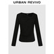 UR2025秋季新款女氣質(zhì)褶皺短款修身長(cháng)袖T恤UWH450110