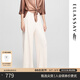 歌力思（ELLASSAY）【安心品質(zhì)】2025春夏新款簡(jiǎn)約多色捏褶顯瘦直筒闊腿休閑褲女 香檳杏 XS