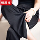 恒源祥斷碼撤柜桑蠶絲真絲闊腿褲緞面提花夏季透氣寬松直筒窄版長(cháng)褲 官方旗艦黑色 100%抗皺免熨燙*撤 2XL 135-160