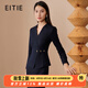 愛特愛（EITIE）氣質(zhì)V領(lǐng)修身短款顯瘦小西裝上衣通勤OL時(shí)尚冬新款簡約通勤6813504 深藍(lán)31 L 165