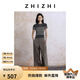 致知 三臺(tái) 針織上衣女2025新款鏤空針織透氣親膚夏日穿搭 灰色咖條 L