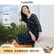 娜爾思（NAERSI）商場同款圓領(lǐng)中腰七分袖連衣裙簡約時尚裙子女新款 暗青紫色 XL