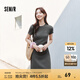 森馬（Semir）連衣裙女收腰T恤裙小心機(jī)夏季2025新款繡花圓領(lǐng)短裙簡約休閑 深花灰00120 M