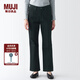 無印良品（MUJI） 女式 彈力 牛仔 喇叭褲（股下77cm） 丹寧回潮 BEA88A3S 黑色 26inch