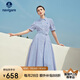 Navigare意大利小帆船女X版短袖連衣裙通勤條紋襯衫裙2322875515 藍(lán) XL 