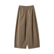 麻霖自然主義女裝原創(chuàng  )設計夏季新品棉混紡松緊腰廓形休閑百搭長(cháng)褲 卡其色 【主推】 XL